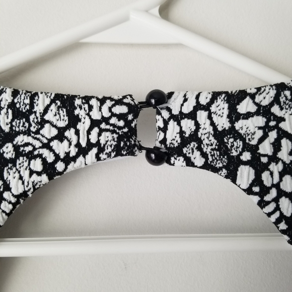 Cache Black/White Speckled Print Sleeveless Stretchy Midi Dress Size 6 - Picture 2 of 12